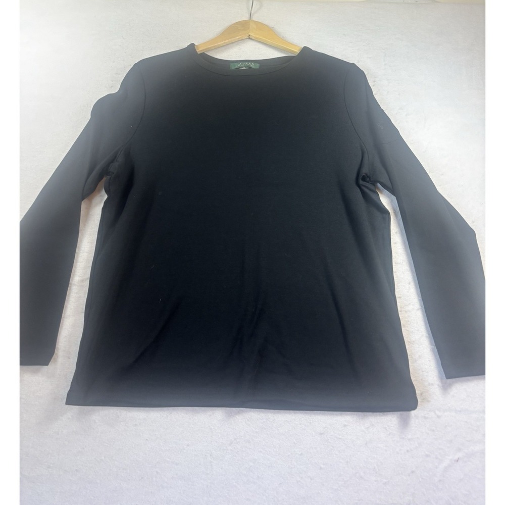 Ralph Lauren Women's 1X  Black Long Sleeve Shirt 💯 Cotton‎ Casual Pullover